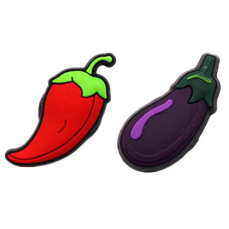 Pcs Original Shoe Charms Decorations Cute Chili and Eggplant PVC