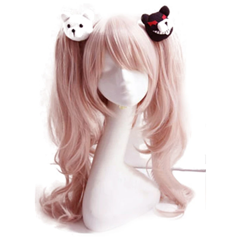 Женский парик для косплея Dangan Ronpa Danganronpa розовый длинный волнистый с зажимом