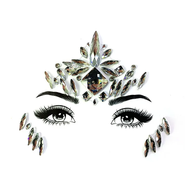 4   Crystal Face Stickers For Women Wedding Birthday Masquerade Diy Jewelry Colorful Rhinestone Stickers Eyebrow Eye Face Sticker