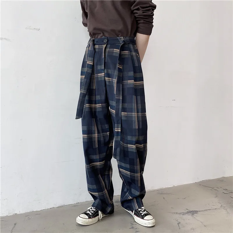 high waisted plaid pants men