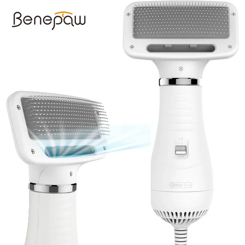Benepaw 2 In 1 Dog Dryer Hair Blower Slicker Brush Adjustable Temperature Low Noise Fit Short Haired Medium Coated Pet Cats