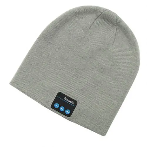 Light Grey Беспроводная Bluetooth шапка, вязаная бархатная зимняя клетчатая шапка, волшебная теплая умная шапка, беспроводная унисекс шапочка, шапка, гарнитура - Цвет: Light Grey