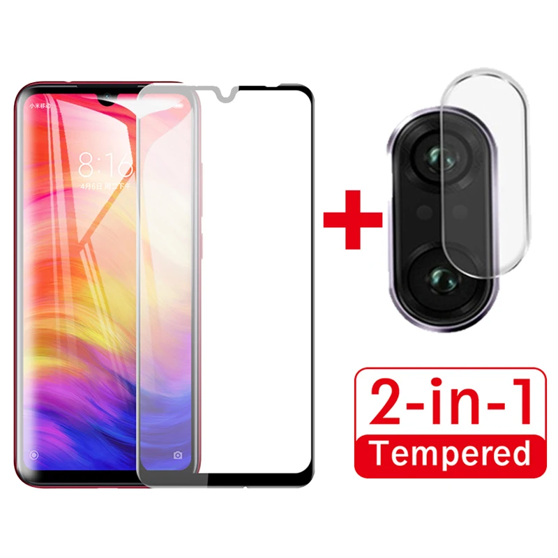 2 в 1 Защитное стекло для камеры Redmi Note 7 закаленное Xiaomi защитная пленка экрана redmi