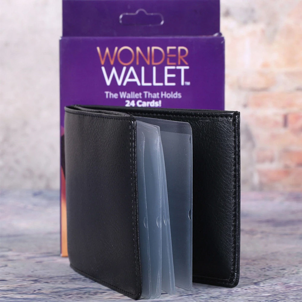 WONDER WALLET-AMAZING SLIM /& RFID WALLET BLACK LEATHER AS SEEN ON TV NEW IN BOX