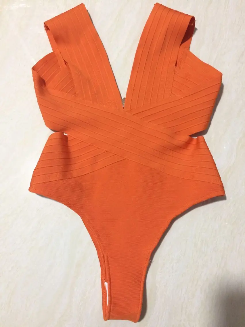 Белый Без Рукавов летний искусственный шелк Женские сексуальные бандажные боди - Цвет: Оранжевый