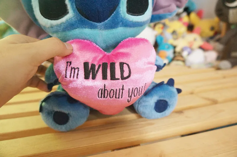 Лило и Стич Плюшевые игрушки StitchHug с сердцем любви "Я дикая о вас" мягкие животные игрушки на День святого Валентина подарки