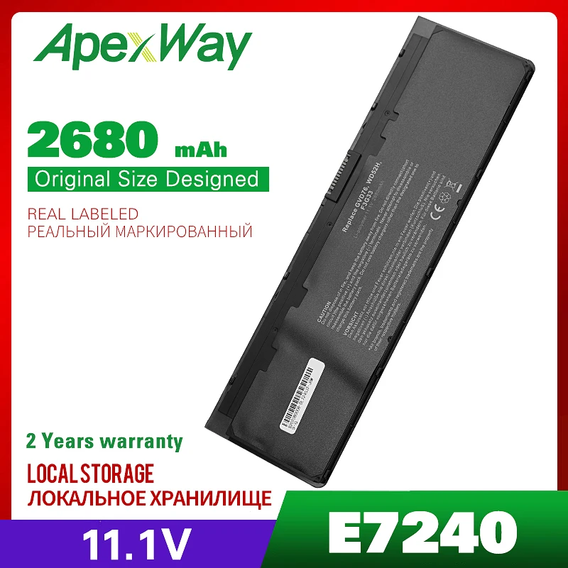 Аккумулятор для ноутбука DELL Latitude E7240 E7250 0W57CV VFV59 WD52H KWFFN 11 1 мАч 2680 в 52 Вт · ч W57CV GVD76 |