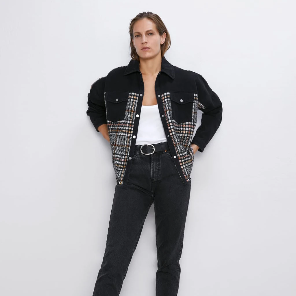  2019 ZA Fashion Casual Patchwork Autumn Jacket Women Trendy Streetwear Loose Plaid Fall Coats and J
