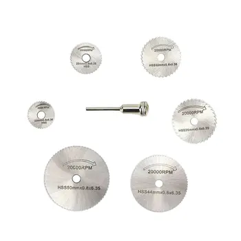 

7pcs Mini Circular Saw Discs Blades HSS Metalworking Cutting Saw Disc Wheel Cutting Blades For Drills Rotary Tools + Mandrel