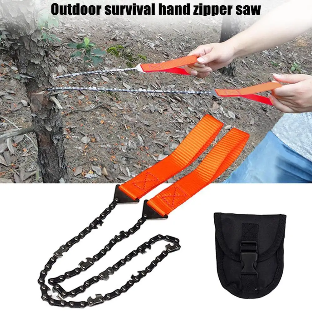2 pieces Portable Survival Chain Saw Chainsaws Emergency Camping Hiking Tool Pocket Hand Tool Pouch Outdoor Pocket Chain Saw