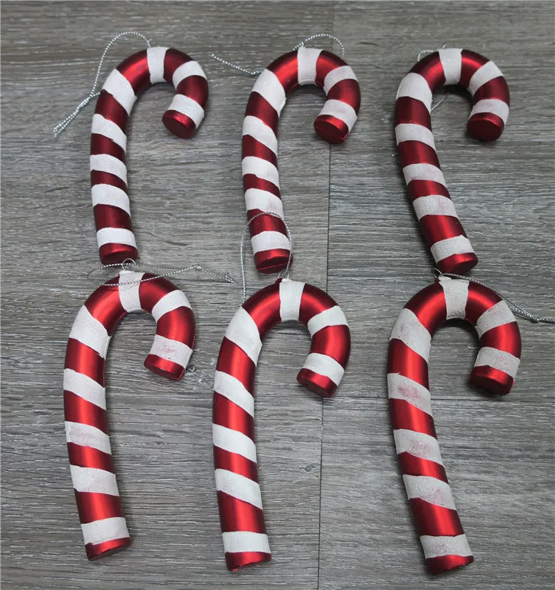 

tree pendant Christmas children props ornaments 13/15CM red and white painted candy cane decoration 6 boxed