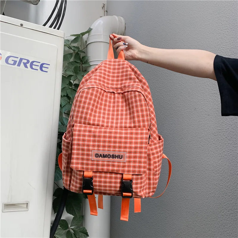 Новый водонепроницаемый нейлоновый рюкзак для женщин модные клетчатые дорожные