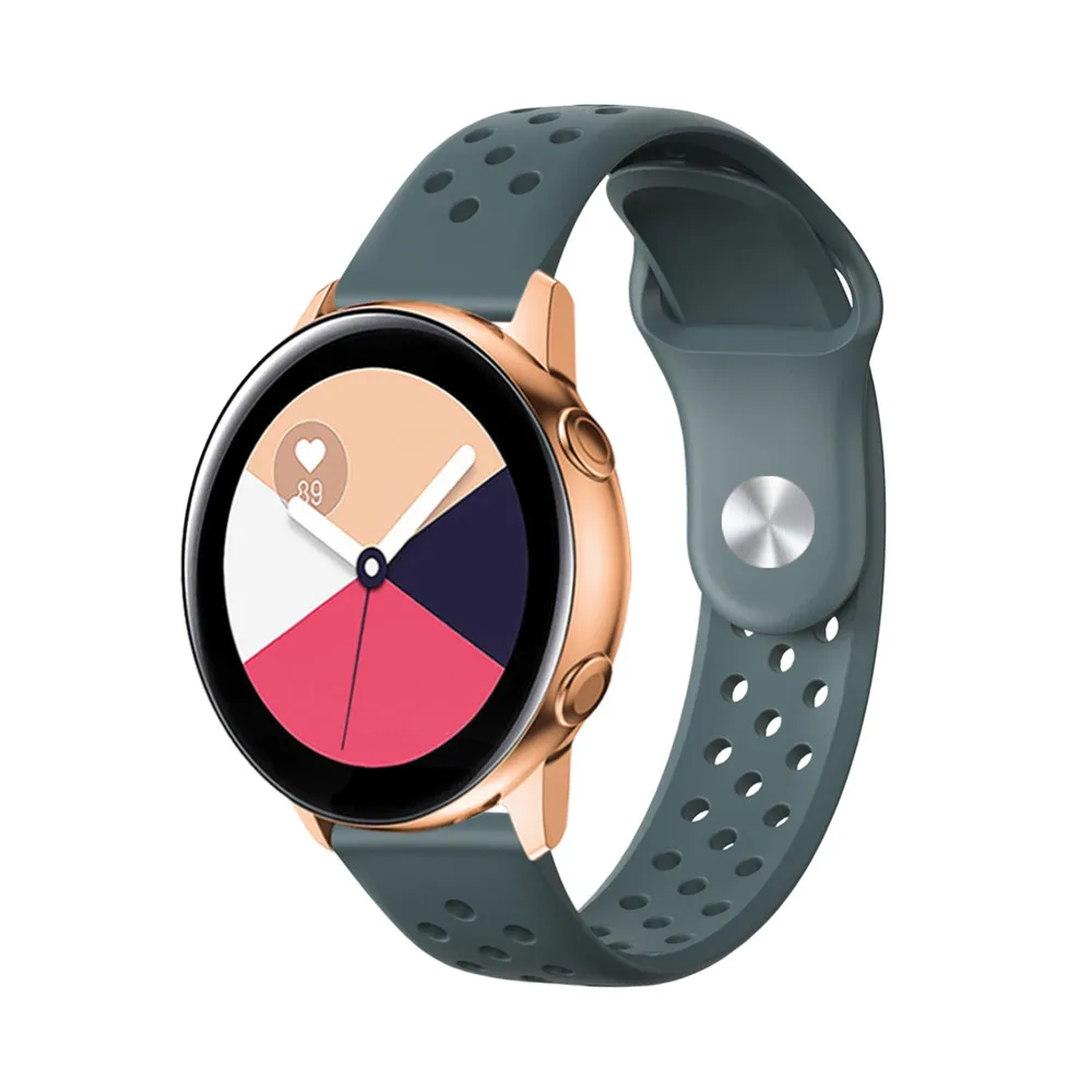 20 мм силиконовый ремешок для часов samsung Galaxy Watch 42 мм активный 2 40 мм 44 мм спортивный ремешок с отверстиями браслет для gear S2 Active2 - Цвет ремешка: Rock blue