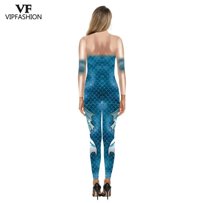 VIP новые модные Femme с принтом русалки комбинезоны вечерние танцевальные костюмы