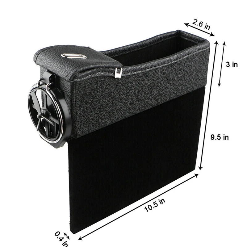 Black Catch Catcher Box Caddy Car Seat Gap Slit Pocket Storage Organizer Leather