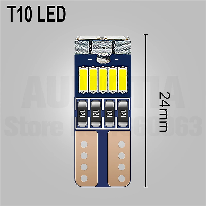 Автомобильный светодиодный s образный светильник 300x T10 168 194 W5W 15 LED 4014 габаритные
