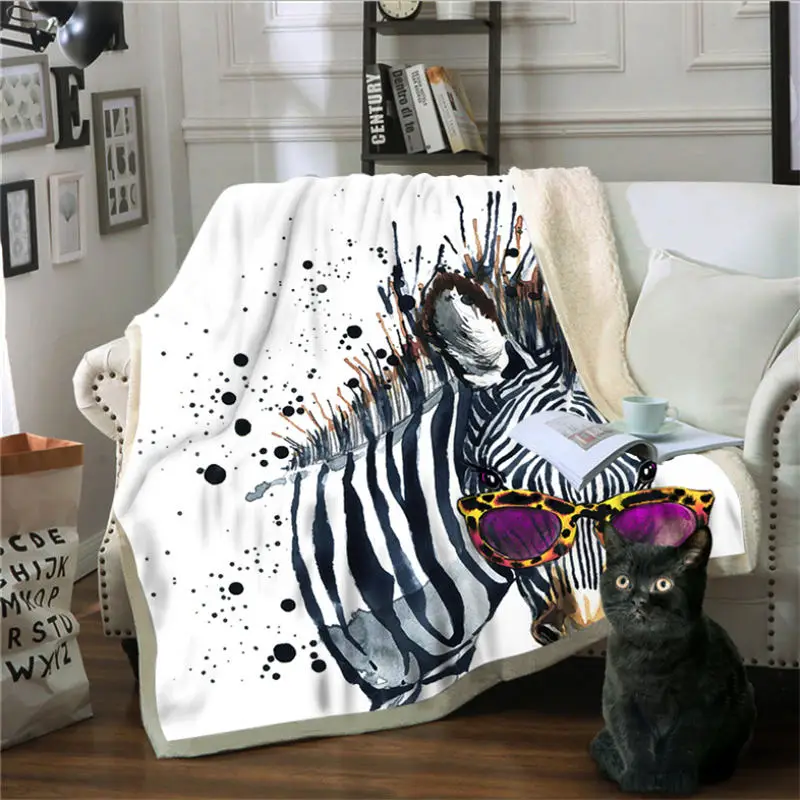 Рождественские украшения для дома рисунок зебры 3D софа с рисунком одеяло хлопок бархат с капюшоном одеяло 130 см X 150 см плед