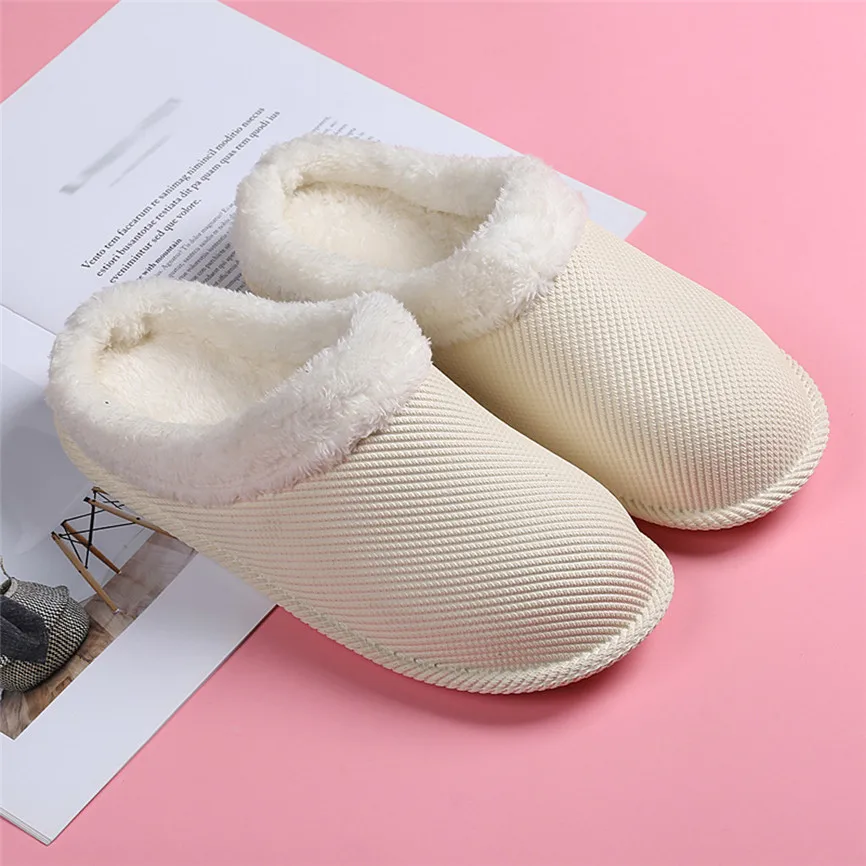 

Warm Home Slipper Women Soft Winter Plus Velvet Shoes Non-slip Female Plush Slip On Soft Indoor Flats Comfort Plus Size Shoes 40