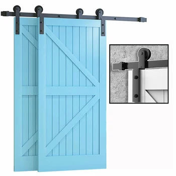 

LWZH 4-9.6FT Bypass Sliding Barn Door Hardware Track Bent Hanger Bypassing System
