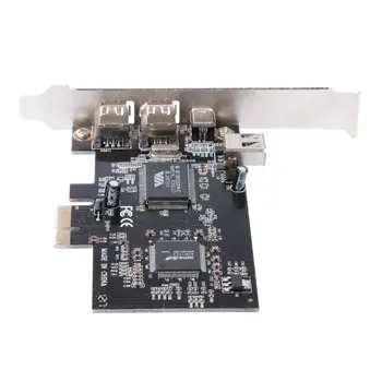

PCI-e 1X IEEE 1394A 4 Port(3+1) Firewire Card Adapter 6-4 Pin Cable For Desktop PC K9FC