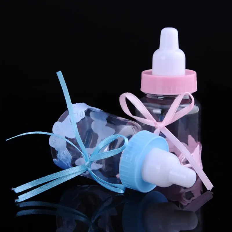 

24 Pcs Girl Boy Baby Shower Decorations Baptism Bottle For Halloween Candy Boxes Christmas Party Gifts Plastic Box E65B