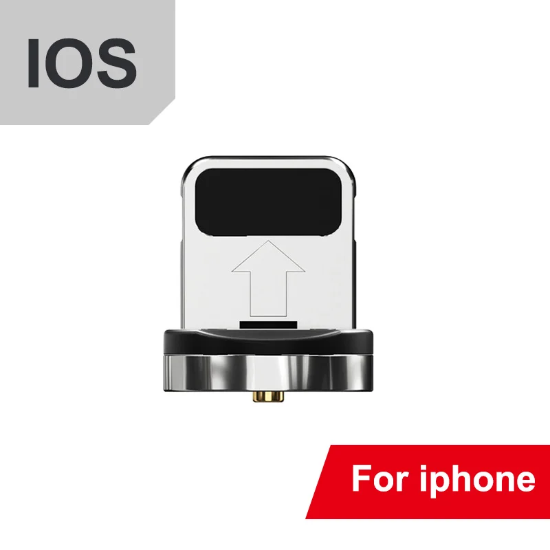 Магнитный кабель Micro USB кабель для iPhone samsung Xiaomi usb type C Магнитный зарядный кабель 90 градусов светодиодный магнитный usb кабель для зарядки - Цвет: Only Tip For iphone