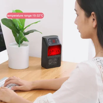 

Winter Electric Wall-outlet Flame Heater US Plug-in Air Warmer PTC Ceramic Heating Stove Radiator Wall Household Handy Fan