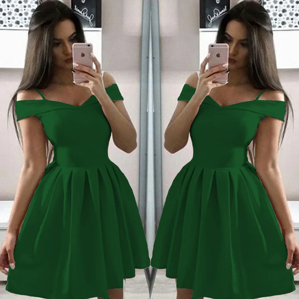 Women Summer Dress Plus Size Solid Color Short Sleeve Female Casual High Waist Oversize Mini Dresses Clothes vestidos S-3XL