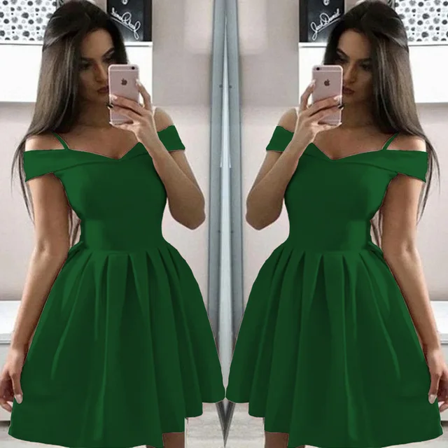 Women Summer Dress Plus Size Solid Color Short Sleeve Female Casual High Waist Oversize Mini Dresses Clothes vestidos S-3XL green