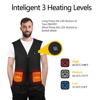 

Warming Unisex Waistcoat Winter Waterproof Heated Vest USB Charging Intelligent Adjustable Temperature Heating Warm Jackets Vest