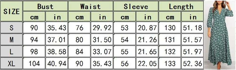 Женское длинное платье в стиле бохо, цветочный рисунок, Осенний пляжный стиль, для вечеринки, Модный женский сарафан с длинным рукавом и v-образным вырезом