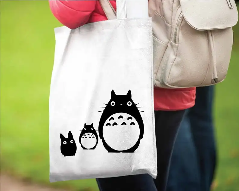Totoro сумка забавная Милая графическая harajuku Японская kawaii забавные женские модные холщовые сумки для покупок Дорожная сумка на молнии