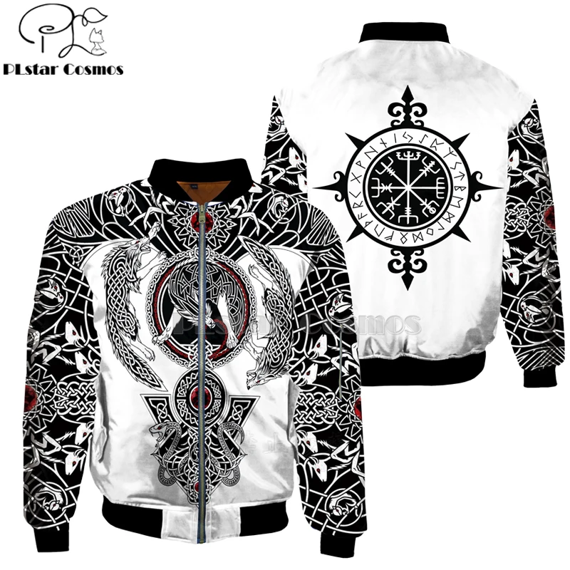 1 Viking Tattoo 3D bomber куртки толстовки для мужчин женщин Новая мода молния с капюшоном длинный рукав пуловер унисекс Norse косплей одежда-5 - Цвет: 1