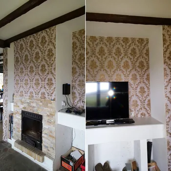 

3D Embossed Golden Floral Damask Wallpaper Roll For Bedroom Living Room Sofa TV Background Home Decor PVC Vinyl Wall Paper Rolls