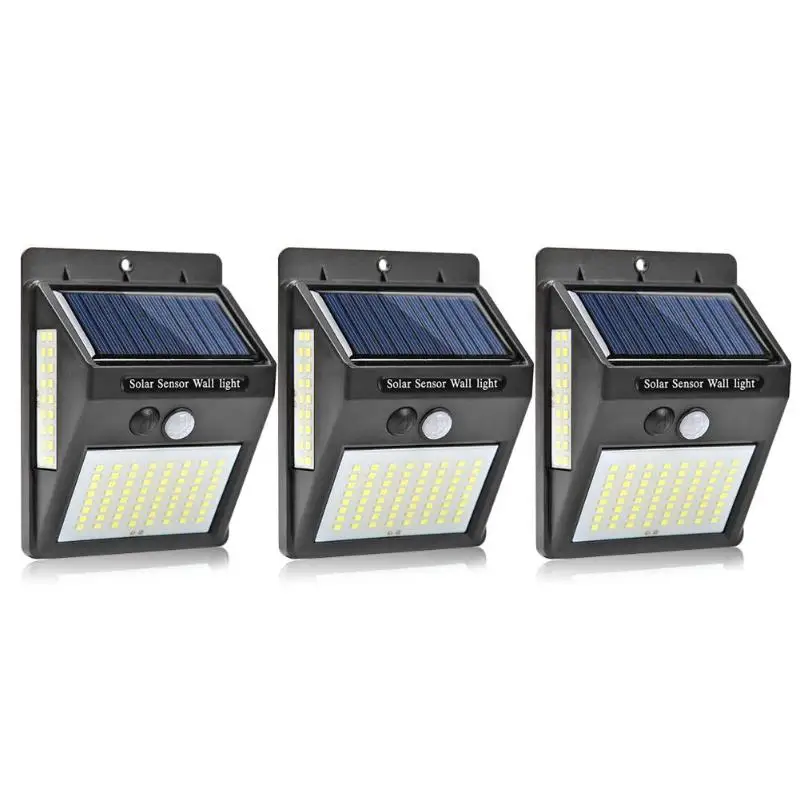 100LED Solar Motion Sensor Wall Light Outdoor Waterproof Yard Security Lamp - Испускаемый цвет: B 3PCS