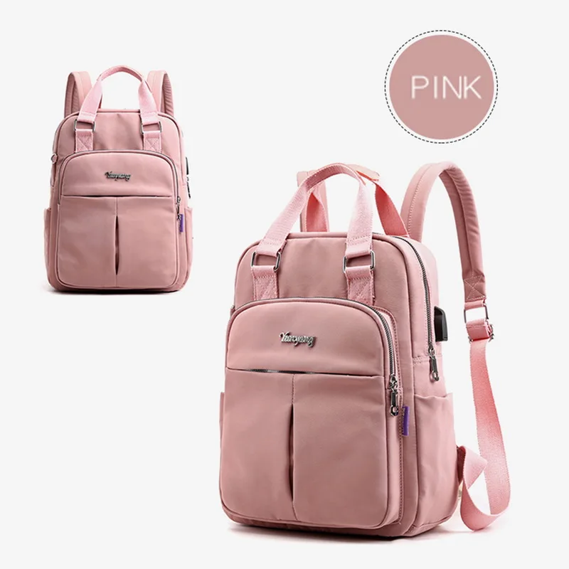 WENYUJH, женские рюкзаки,, нейлон, с буквенным принтом, портативный, женский рюкзак, большая Вместительная дорожная сумка на плечо, женский рюкзак - Цвет: Light pink 1