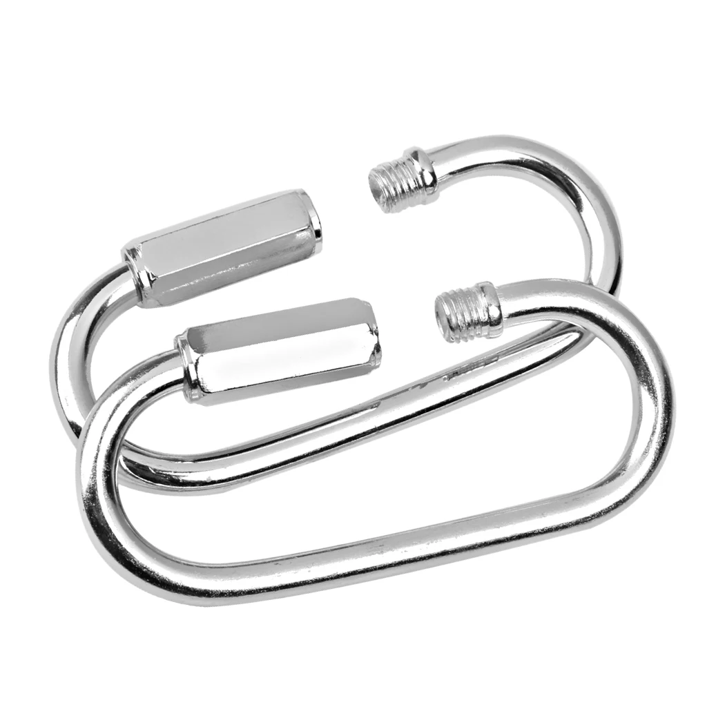 2 Pieces Durable Silver Iron Carabiner Pendant Carrier 400KG For Swing, Play Set, Chain Or Rope - 8 X 3.8cm