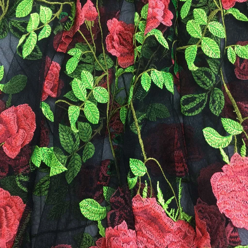 Женское модное сексуальное кружевное платье с вышивкой розы, Сетчатое платье, vestidos elegantes roupas feminina#35