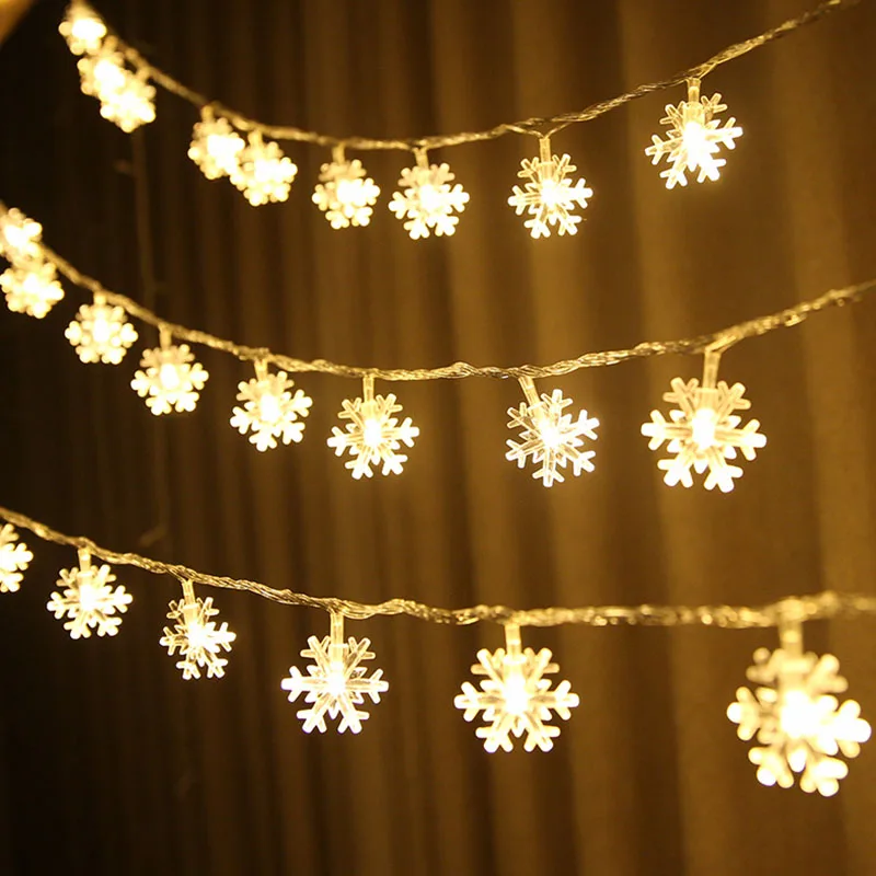 

3M 20pcs LED Snowflake Warm Color Light String 2019 Merry Christmas Decorations For Home Tree Ornaments New Year 2020 Decor