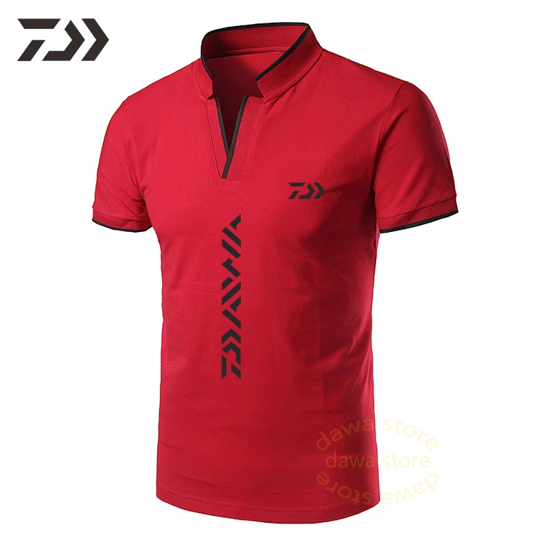 Daiwa футболка для рыбалки поло быстросохнущая дышащая спортивная уличная одежда Мужская одежда для рыбалки топ с коротким рукавом Футболка для рыбалки - Цвет: RED