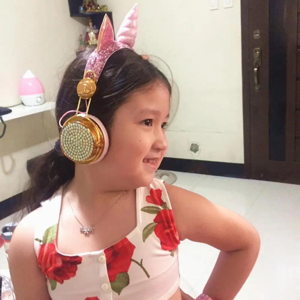 Bluetooth Cute Unicorn Wireless Head Mounted Headphones Girls Kids Cartoon Stereo Headset Microphone Learning Headset