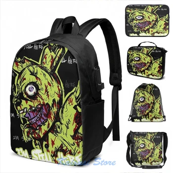 

Funny Graphic print fnaf - springtrapped USB Charge Backpack men School bags Women bag Travel laptop bag