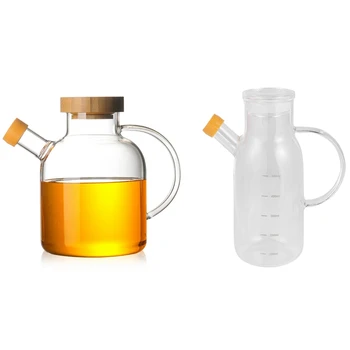 

650Ml Olive Oil Dispenser Bottle Horn Mouth Oil Pot Condiment Oil Glass Bottle & 580Ml