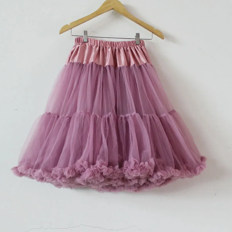 Dusty Pink 60 см Бирюзовая Пышная юбка-пачка для взрослых, мягкая шифоновая Женская мини-юбка принцессы - Цвет: Dusty Pink