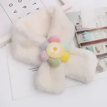 Baby Girls Coral Velvet Scarf Toddler Kids Cute Muffler Artificial Rabbit Fur Comforter Boy Cross Type Fleece Scarves 1-12T New