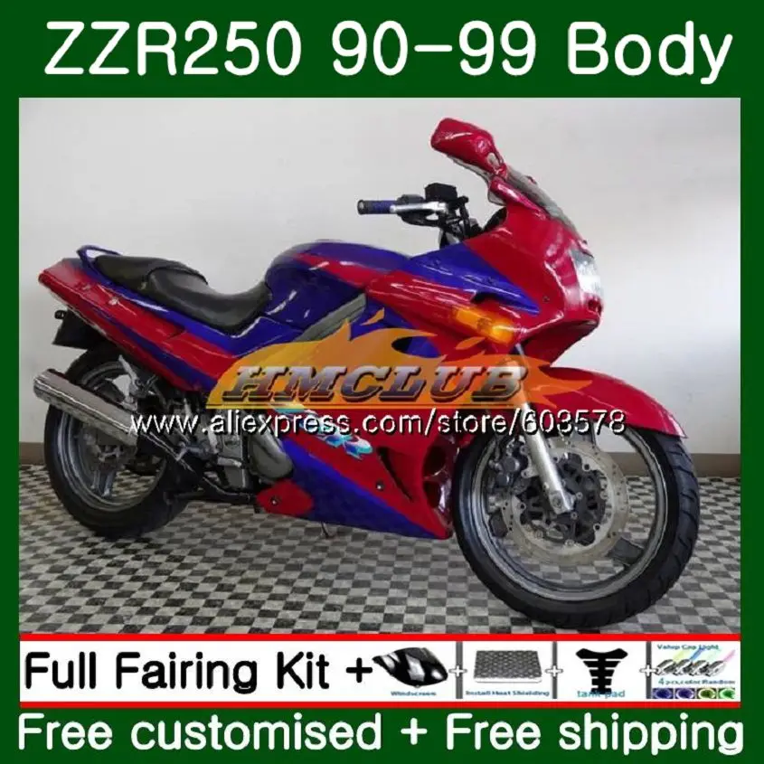 Корпус для KAWASAKI ZZR-250 90 91 92 93 94 99 1990 103CL. 50 ZZR 250 90-99 ZZR250 1991 1992 1993 1994 1999 FairingR ed синий - Цвет: No. 1