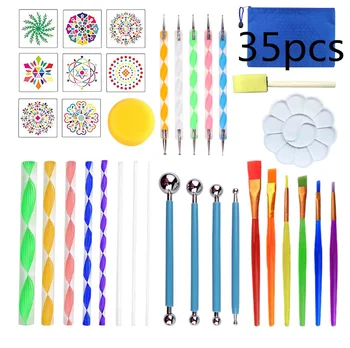 

35 Pcs Mandala Paint Dotting Tools With Pointing Bars Pen Stylus Paint Template DIY stencils craft point tool