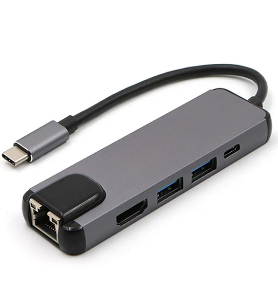 

New 2 Type-C hub to hdmi 4k multi-function hub charging docking station usb3.0 docking station supports TF/SD card thunderbolt