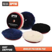 

（Bulk sales 4pcs & 20pcs) SPTA 3"(80mm)/5"(125mm)/6"(150mm) High Density Lambs Woollen Polish buffing Pad for Car Polisher