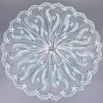 

1Yards Embroidery Guipure Lace Fabric Blue Mesh Lace Trim 20cm Wide Lace Ribbon Ribbons And Trim For Sewing Craft dentelle QA15